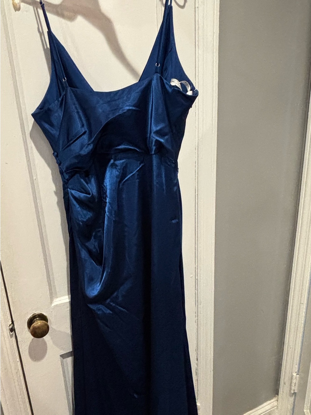 Satin Cowl Neck Evening Dress in Deep Blue (petite friendly!) - Picture 4 of 5